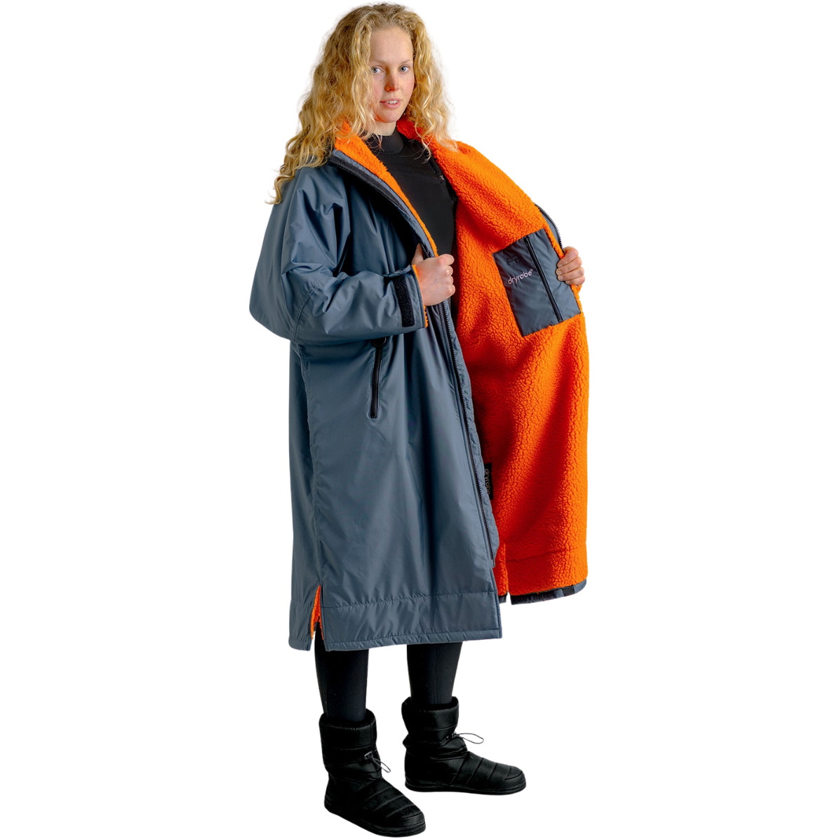 2025 Dryrobe Advance Long Sleeve Changing Robe V3 DALSV3 - Dark Grey / Orange